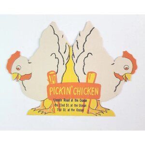 1940s Pickin' Chicken Menu Foldable Diecut Hen California Luncheon Liver Gizzard